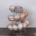 [RM] Spiral Metal Egg Holder for Chicken Eggs, Freestanding Wire Basket for Egg Storage, Black