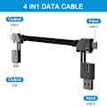 Miniatyrbild 3 av 7: Bärbar 60W Multi-Laddningskabel, 4-i-1 USB Multi-Laddningskabel för Snabbladdning, USB A/C till USB C/IP-kontakt