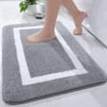 [RM]Skridsikker bademåtte, blød mikrofiber badeværelsestæppe, absorberende med lange luv, maskinvaskbar - 40 x 60 cm - Grå