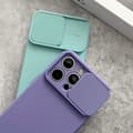 Miniatyrbild 5 av 8: Fits iPhone 13; Purple shockproof silicone case with iPhone, solid color sliding camera cover, soft and comfortable. Purpl Purple iPhone 13