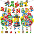 Super Mario-tema bursdagsfestdekorasjonssett: Ballonger og bannerkombinasjon