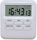 Digital timer med 3-i-1 klock-/väckarklockafunktion, magnetisk kökstimer, nedräkningsstoppur (vit)