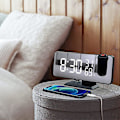 Miniatyrbild 4 av 4: Projektionsväckarklocka för sovrumstak, digital väckarklockradio med USB-laddningsportar, LED-skärmväckarklocka, 4 dimmernivåer, dubbel väckarklocka med 2 Black