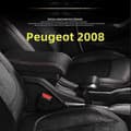 Bilarmstödslåda för Peugeot 2008, med USB-kontakt B-black white line