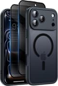 [RM] Magnetic Case for iPhone 17 Pro Max, [15FT Military Drop Protection] Clear Matte Back Slim Shockproof Phone Cover, Black
