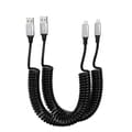 [RM]2-pack Spiral Cable iPhone Lightning Car Charger, Compatible with Apple Carplay Spiral USB to Lightning Cable with Data Sync, Short Spiral