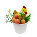Miniatyrbild 1 av 3: Påskcorsage i korg, flockade kaniner, spunnet bomull - Påsk- och kycklingäggsdekorationer Ägg Kyckling
