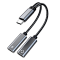Miniatyrbild 1 av 5: Usb C Splitter, Dubbel Usb C Hörlurs- och Laddaradapter Med Pd 60w Snabbladdning Aluminiumlegering style 1