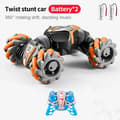 [RM] Latest 4WD Remote Control Stunt Car 2.4G Wireless RC Drift Car LED Lights Watch Gesture Sensor Rotating Kids Toy Gift Orange Single 2B