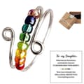 Drive Your Anxiety Rainbow Beads Fidget Ring, justerbar ångestring för dotter, ring med pärlor S size