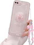Kompatibelt med iPhone-etui, sød 3D lyserød sløjfe, slankt, klart, æstetisk design, kvinder, piger, glitrende, beskyttende telefoncovers til iPhone iPhone7Plus/8Plus
