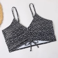 Miniatyrbild 4 av 5: Högmidje bikini för kvinnor med push-up effekt och blommigt mönster Black L