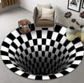3D Vortex Illusion Rund Måtte Skridsikker Måtte Ternet Dørmåtte