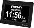 Digitalt ur med dato- og ugedagsvisning, kalender med ugedagsvisning (7 tommer sort) Black
