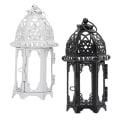 Miniatyrbild 1 av 5: 2x Glas Tealight Ljus Wrought Iron Lykta Hem Bröllop Dekoration