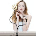 Miniatyrbild 3 av 5: Concept 2-i-1 LED Selfie Ring Light Bordsfäste med iPhone-hållare