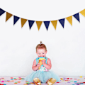 Miniatyrbild 3 av 5: 4-pack Blå Partydekorationer Triangel Flagga Vimpel Banner Girlang För Examen Födelsedag Bröllop Partydekorationer Tillbehör