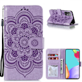 Pikkukuva 1 / 5: Yhteensopiva Samsung Galaxy A52 / A52s - Mandala Nahkakotelo - Violetti Purple Lila