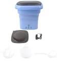 [RM]Foldable Mini Portable Washing Machine with Black Lid for RV Travel Home 100 to 240V Blue EU Plug