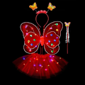 Miniatyrbild 4 av 5: Påsk LED barnkläder rekvisita flickkjol ängel glödande vingar fjäril kjol ljus set red-4pcs