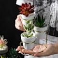 Miniatyrbild 3 av 5: In1 Mini Keramisk Suckulent Växtkruka Blomkruka M. Benställning Guld A