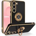 [RM]Silikonecover - BOOLING - til Samsung Galaxy S25 FE - Stødabsorberende med roterende ring - Sort Svart