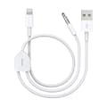 [Uppgraderad] 2 i 1 ljudladdningskabel kompatibel med iPhone/iPad, ladda och spela musik samtidigt, stöder bilstereo/högtalare/hörlurar med [RM]