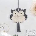 Miniatyrbild 3 av 5: Uggla Form Väggbonad Handgjord Makramé Tapestry Sovrum Heminredning Svart