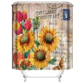 Solros duschdraperi 150*180cmFrimärken, Solros duschdraperi Vattentätt polyester duschdraperi med 12 krokar för juldekoration, Badrum