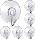 40 mm Clear Plastic Suction Cup Kitchen Bathroom Wall Suction Cup Waterproof Suction Hooks No Drilling Adhesive Needed, 6 Pieces