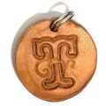 Miniatyrbillede 1 af 2: Handmade pendant of swedish leather with old english letter Nature T