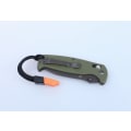Miniatyrbilde 4 av 5: GANZO G7413 green stonewashed with whistle - knife folding knife grön