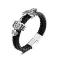 Miniatyrbillede 1 af 3: Bracelet - Norse mythology - Leather bracelet with Odin's ravens 18cm