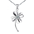 Pikkukuva 1 / 3: Four-leaf clover necklace - Silver color with white rhinestone