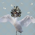 Miniatyrbillede 1 af 2: Spring Flower Bonnet On Swan MultiColor 30x40 cm