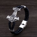 Miniatyrbillede 2 af 2: Bracelet - Norse mythology - Leather bracelet with Thor's hammer 18cm