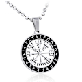 Miniatyrbild 1 av 2: Hängsmycke - Nordisk mytologi - Vegvisir med runor på svart bakgrund