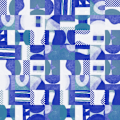 Miniatyrbild 1 av 2: Mid Century Grid Pattern Six MultiColor 50x70 cm