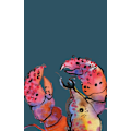 Miniatyrbillede 1 af 2: Lobster On Dark Blue MultiColor 50x70 cm