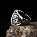 Miniatyrbilde 4 av 4: Ring - Norse Mythology - Fenrir with runes #8