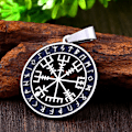 Miniatyrbilde 2 av 2: Pendant - Nordic Mythology - Vegvisir with runes