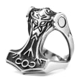 Miniatyrbillede 1 af 3: Ring - Norse Mythology - hammer of Thor open - Stainless steel #9