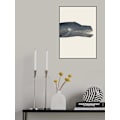 Miniatyrbillede 1 af 2: Whale I Tight beskåret håndkolorerede Sealife litografi 1824 MultiColor 21x30 cm