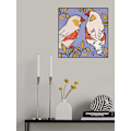 Miniatyrbillede 2 af 2: Finch Love Birds Lilla Baggrund 2.Png MultiColor 70x100 cm