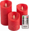 3-pack flameless LED candles 4/5/6 inches, remote control, timer and adjustable brightness, flickering flame for decoration Red Battery-operated