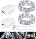2M Genopladelige Lyskæder 2-pak - Koldt Hvid Multi-Mode Fe Havefest Indretning White 2 PC-2M