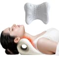 Nackavslappnande dragkudde, ergonomisk nackstödskudde för daglig stretching och avslappning White