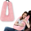 U-formad nackkudde för barn - Ergonomiskt resehuvudstöd bil flygplan - Rosa Pink