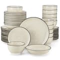 48 delar beige stengods middagsset - handmålade spiral tallrikar skålar soppdessert 48 PCS