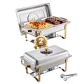 8Qt Buffévärmare i Rostfritt Stål 2-pack - Rektangulär Matvärmare för Fester 2 pcs